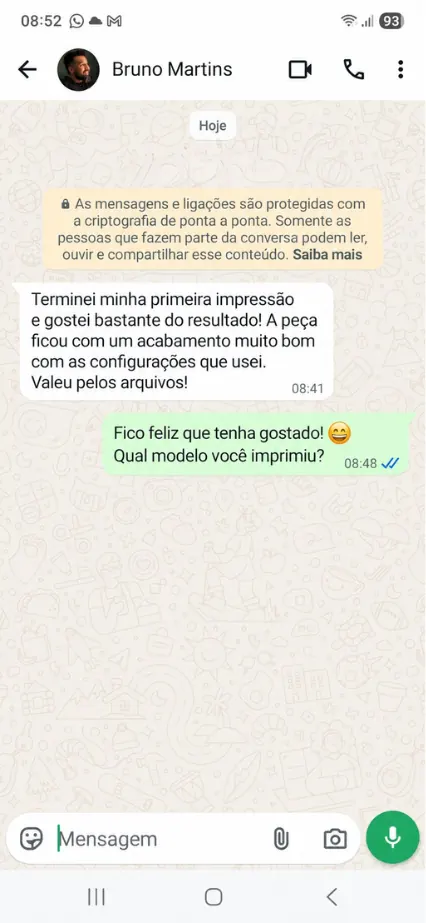 Print de depoimento de cliente
