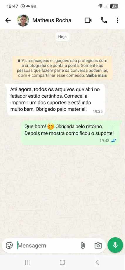 Print de depoimento de cliente